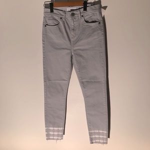 LOFT High Waist Skinny Crop Jeans with Tie Dye bottom